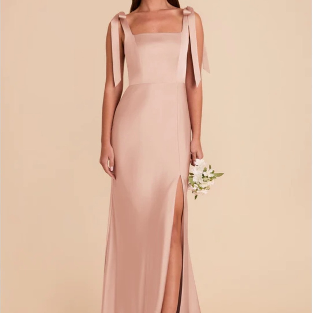 Birdy Grey Rose Gold Sleeveless Maxi Gown with Square Neck and Slit - Alex dress